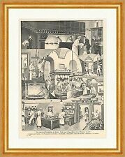 Die kaiserliche Schloßküche in Berlin Hosang Köche Herd Töpfe ED 0015 Gerahmt