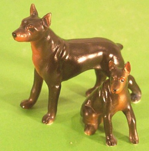 Dobermann porzellanfigur - dobermann,