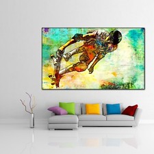 LEINWAND BILD ER XXL POP ART SKATEBOARD BUNT ABSTRAKT GRAFFITI DEKO WAND POSTER 