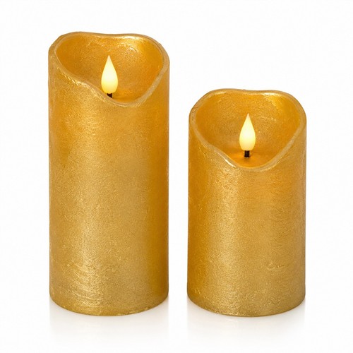 Led echtwachskerze gold - led,