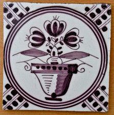 Ca. 1850 Kachel / Fließen - Bloempotje - Blumentopf  - Wan Li Ornament  - Mangan