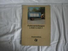 Ersatzteilliste Futterverteilwagen L432, L432.1 Ausgabe 1986  Nauen