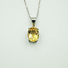 Citrin Edelstein oval Anhänger Kette Sterlingsilber925 mit Geschenkverpackung