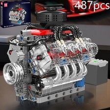 487 Stück Technik V8 Motor Bausatz Bausteine Auto Motor Modell Klemmbausteine