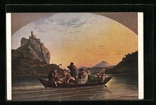 Künstler-AK Ludwig Richter: Überfahrt am Schreckenstein Dresden 