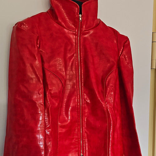 Damen jacke rot - 2xl, kunstleder
