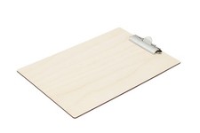 Holz-Schreibbrett A5 mit silberner Klammer – Clip-Board Holzunterlage  