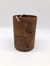 Windlicht Laterne Kerzenhalter Edelrost Metall Rost 22 cm Gartendeko Hirsche Neu