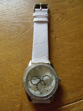 runde Damenarmbanduhr weiß mit Strass, Neu, Damenuhr,