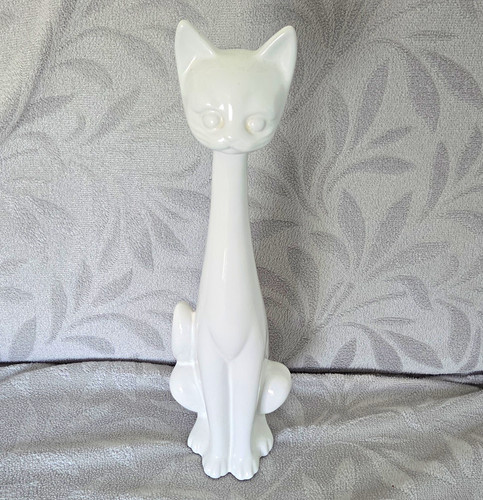 Weiße keramik katzenfigur - weiße,