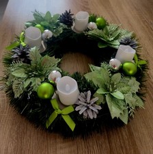 Adventskranz rund, Weihnachtsdeko Tischkranz,  Ø 34 cm.HANDARBEIT LED