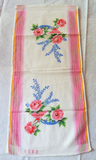 UNBENUTZT DDR China Handtuch buntes chinesisches 34x75 Rosen 1970 Blumen