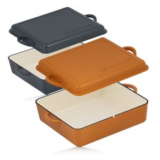 Gusseisen Bräter emailliert 10,8 Liter Schmortopf mit Deckel Bratpfanne Mahlzeit