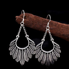 I03 Ohrring mit Federn Sterling Silber 925 Feder 6,5 cm lang