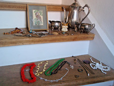 AntikSchmuck Konvolut versilbert Kanne set Bernstein Silber sehr vielungewöhlich