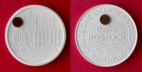 Ddr porzellan medaille bezirk - porzellan,