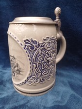 Sehr Alter Bierkrug Velden Handmalerei Zinndeckel