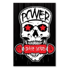 Postereck 2000 Poster Leinwand Plakat, Power Skateboard Totenkopf Schädel Star