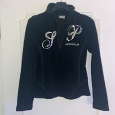 Sportalm Ski Shirt Fleece Shirt Damen Gr. 38 schwarz Strass Edel