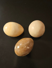 3 x EI aus Onyx Marmor Alabaster 2x Ei beige + braun, 1x Kugel beige
