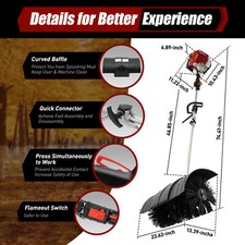 2,3PS 2Takt 52CC Benzin Motorbesen Kehrmaschine Schneeschieber Besen 1700W