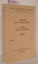 Le Narrateur dans le Roman Francais. Le Pamphlet Jusqua la Revolution. Rimbaud. 