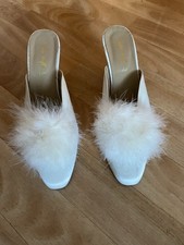 Vintage Pantoffeln 42 Marabou Mules Pantoletten Sexy Plüsch