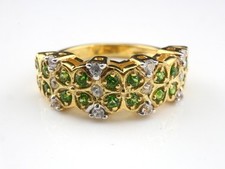 GJ69 * 20x CHROMDIOPSID 0,34ct FACETT EDELSTEIN RING (16)  925er SILBER/VERG 