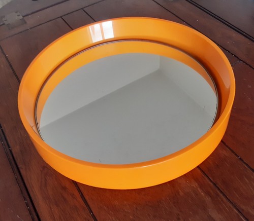Vintage spiegel rund orange - vintage,