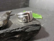Eleganter 925 Silber Ring Zirkonia VTG Retro Modern Winkel Geometrie Edel