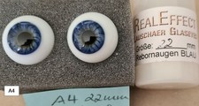 Mundgeblasene Lauscha-Glasaugen für Rebornpuppen – 22 mm – rund - hohl