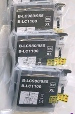 3 Druckerpatronen XL schwarz kompatibel für Brother LC980 LC985 LC1100 BK