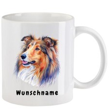 Tasse mit Collie aquarell Teil