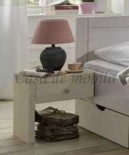Nachtkonsole RAUNA XL aus massiver Kiefer, weiß lasiert