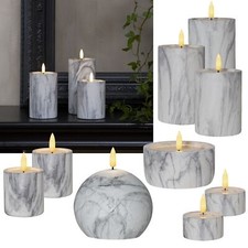 LED Stumpen-Kerzen MARBLE "3D