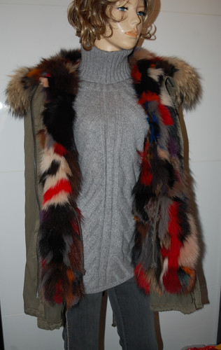 Blonde kapuzen parka mit - blonde,