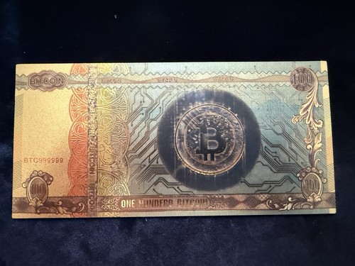 100 bitcoin gold banknote - gold,