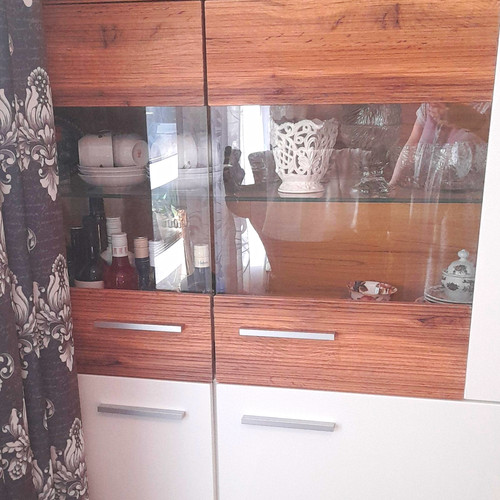 Vitrine weiß braun mit - weiß/braun, 2