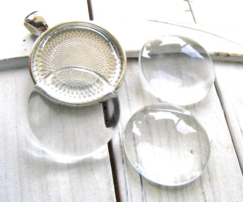 Glas cabochons klar 25mm - glas,