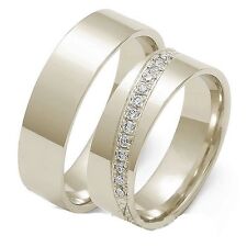 Eheringe Trauringe 333 er Gold Weißgold 6mm breit ca.0,20Ct Brillanten