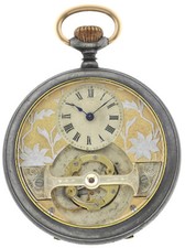 Rarität Mobilis Minuten Tourbillon Patent 7888/1905 Ø 53mm Eisen brüniert ~1905