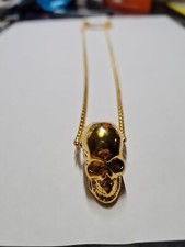 Goldkette 50 cm Kette Totenkopf 24 Karat Skelett Geist