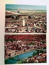 Frankfurt a.M., City mit Henninger Turm, Innenstadt mit Main, Luftbilder, 2 AK, 