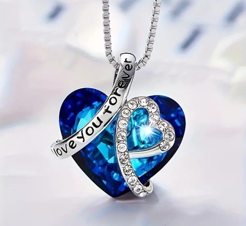Silberne halskette blau liebe - blau,
