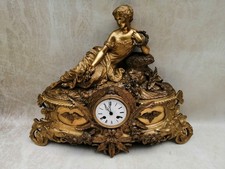 Antike Kaminuhr figürlich Pendule Frankreich um 1900 Bronze feuervergoldet