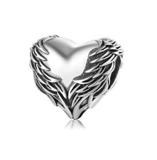 Charm Perle Herz Flügel 925 Silber - Passt auch für Pandora Armband