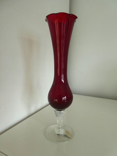 Glas Vase Vintage, Rot, 70er