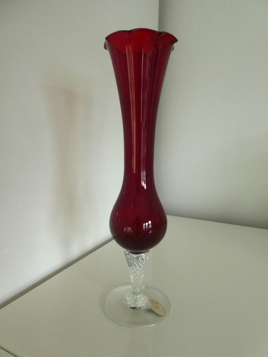 Glas vase vintage rot 70er - glas, rot,