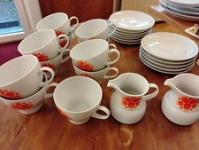 70er Jahre thomas pinwheel orange tassen, milchkännchen, zuckerdose porzellan 