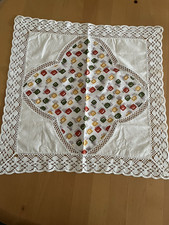 Deckchen Zierdecke Mitteldecke 48x48 cm mit Borte  Vintage 50 er Jahre